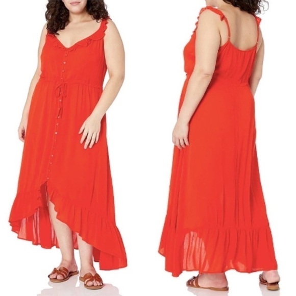 City Chic High Low Tigerlily Ruffle Maxi Dress Size 14 XS Feminine Vacation Sexy - Picture 1 of 15